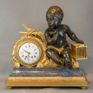 A Fine Quality Gilt Bronze and Marble Figural Clock by Beurdeley