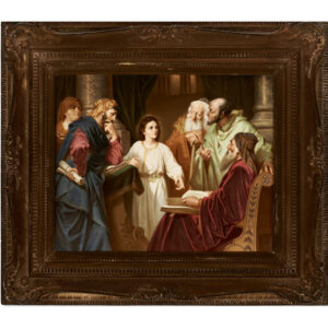 A Fine Quality Large K.P.M. Porcelain Rectangular Plaque or Christ in the Temple