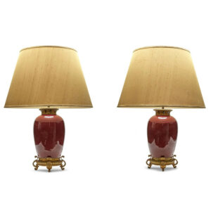 Beautiful Pair of Bronze Mounted Oxblood Porcelain Vases