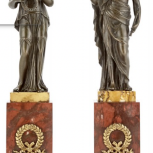 Pair of Empire Bronze and Marble Allegorical Figures