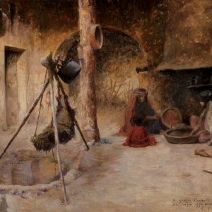 Oil Painting of a Family Inside a Home by Charles James Theriat